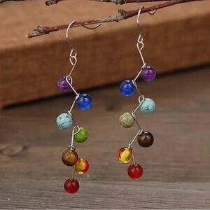 Colorful Beaded Dangle Earrings NWOT